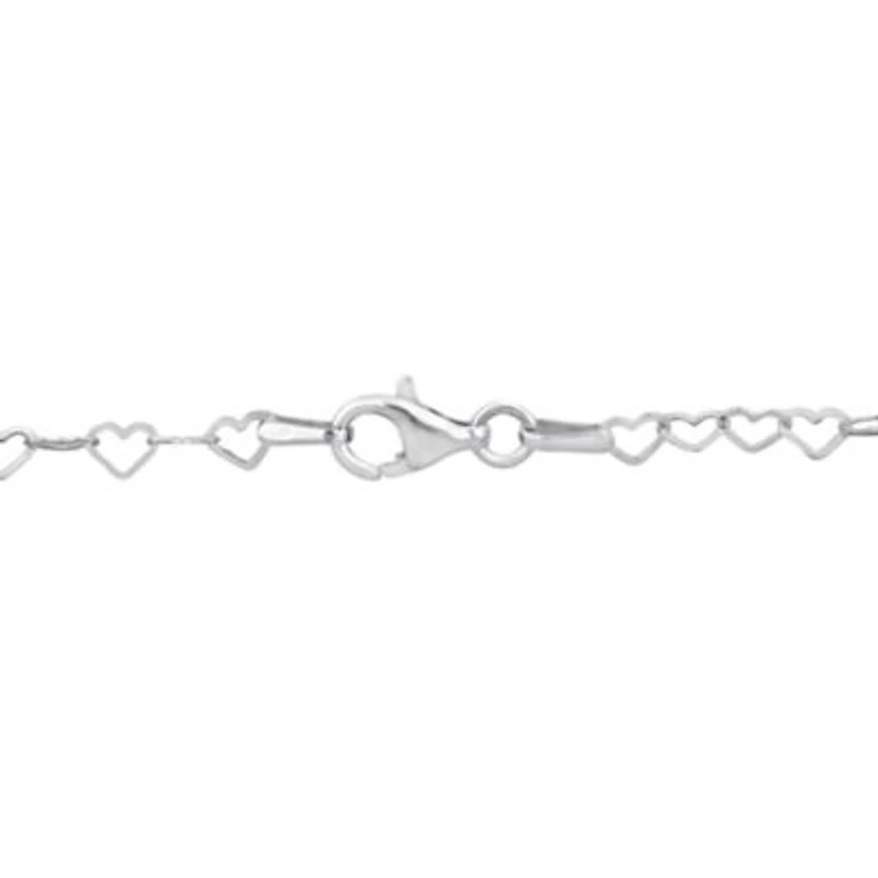 3MM Heart Link Bracelet in Sterling Silver - 7.5