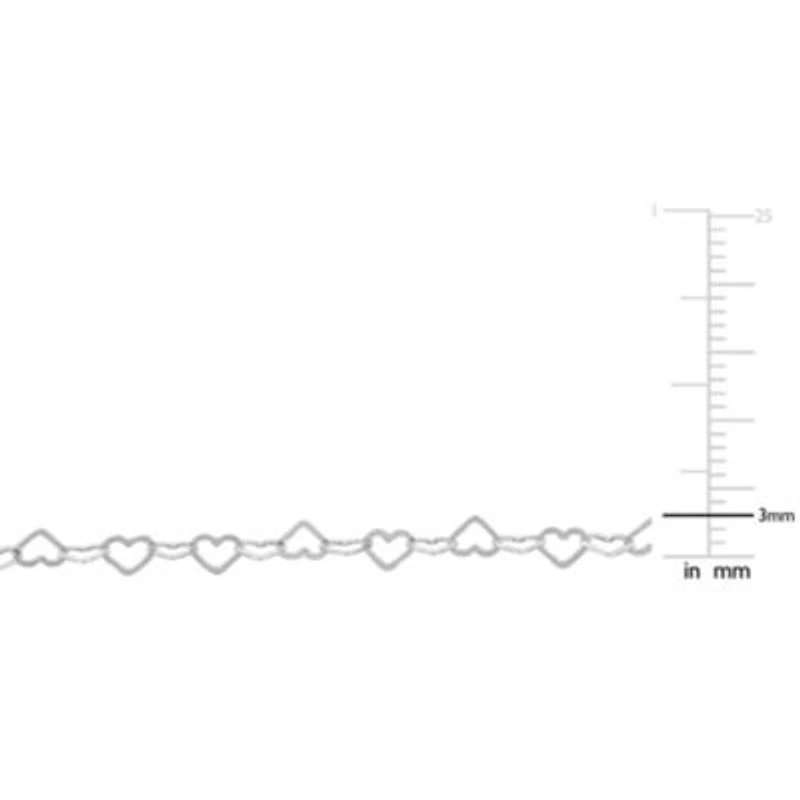 3MM Heart Link Bracelet in Sterling Silver - 7.5