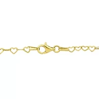 3MM Heart Link Bracelet in Yellow Plated Sterling Silver - 7.5"
