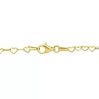 3MM Heart Link Necklace in Yellow Plated Sterling Silver - 16"