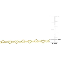 3MM Heart Link Necklace in Yellow Plated Sterling Silver - 16"