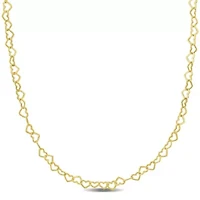 3MM Heart Link Necklace in Yellow Plated Sterling Silver - 18"