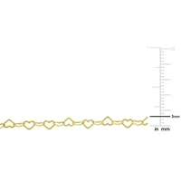 3MM Heart Link Necklace in Yellow Plated Sterling Silver - 18"