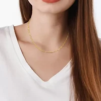 3MM Heart Link Necklace in Yellow Plated Sterling Silver - 18"