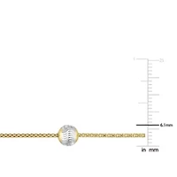 6MM Ball Station Chain Anklet in 2-Tone Sterling Silver