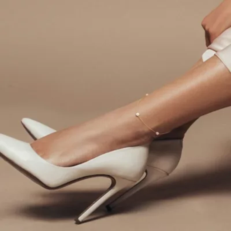 6MM Ball Station Chain Anklet in 2-Tone Sterling Silver