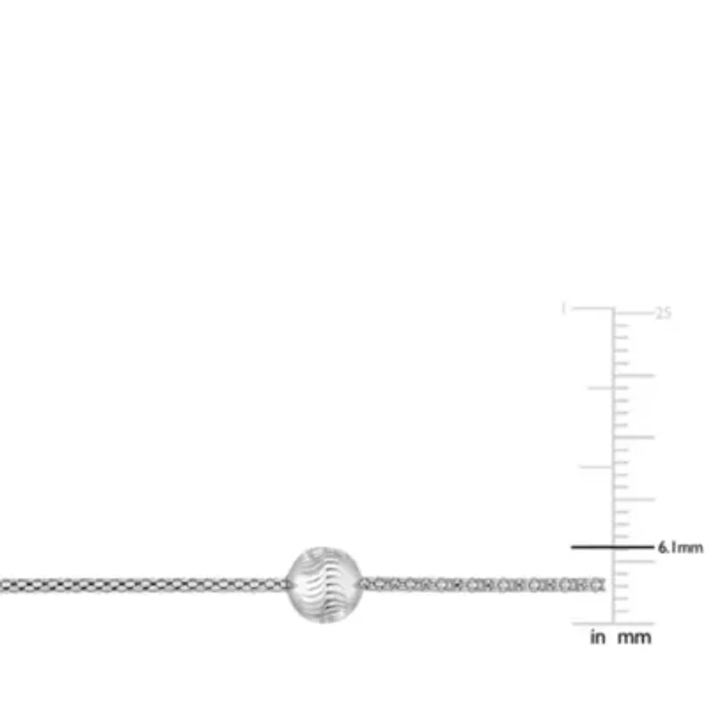 6MM Ball Station Chain Anklet in Sterling Silver