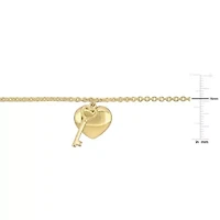 Heart & Key Charm Bracelet in 18K Yellow Gold Plated Sterling Silver