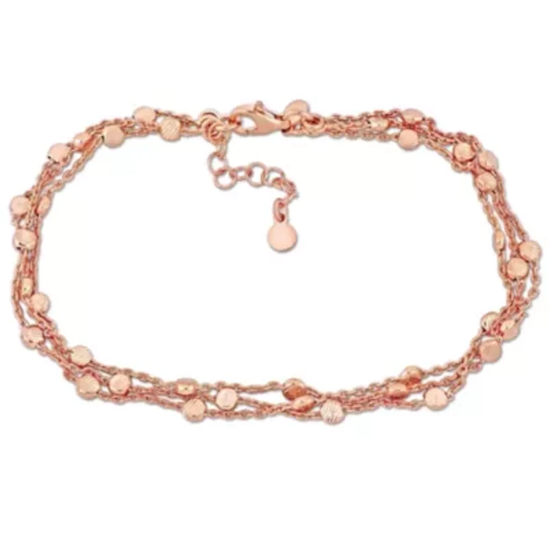 Multi-Strand Anklet in Rose Plated Sterling Silver