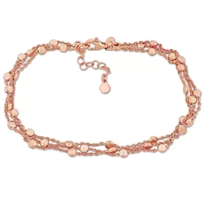 Multi-Strand Anklet in Rose Plated Sterling Silver