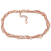 Multi-Strand Anklet in Rose Plated Sterling Silver
