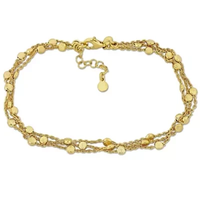 Multi-Strand Anklet in Yellow Plated Sterling Silver