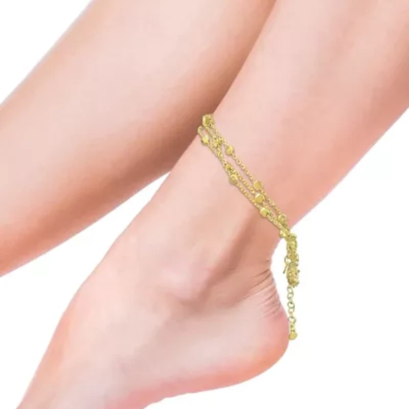 Multi-Strand Anklet in Yellow Plated Sterling Silver
