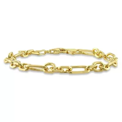 6MM Figaro Rolo Bracelet in Yellow Plated Sterling Silver