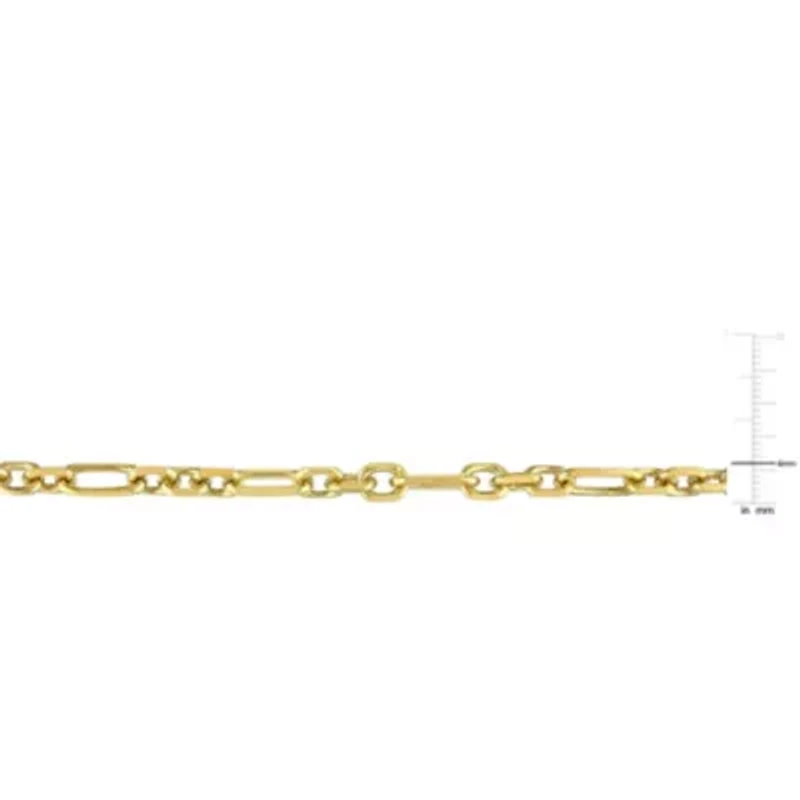 6MM Figaro Rolo Bracelet in Yellow Plated Sterling Silver