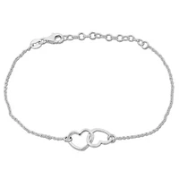 Double Heart Chain Bracelet in Sterling Silver