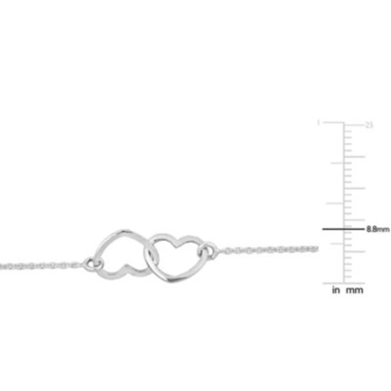 Double Heart Chain Bracelet in Sterling Silver