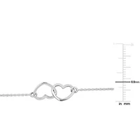 Double Heart Chain Bracelet in Sterling Silver