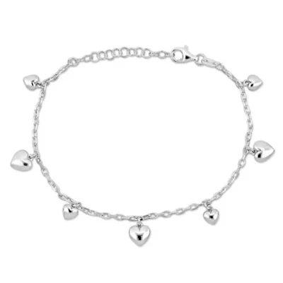 Heart Charm Cable Chain Bracelet in Sterling Silver