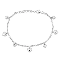 Heart Charm Cable Chain Bracelet in Sterling Silver