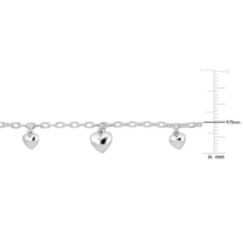Heart Charm Cable Chain Bracelet in Sterling Silver