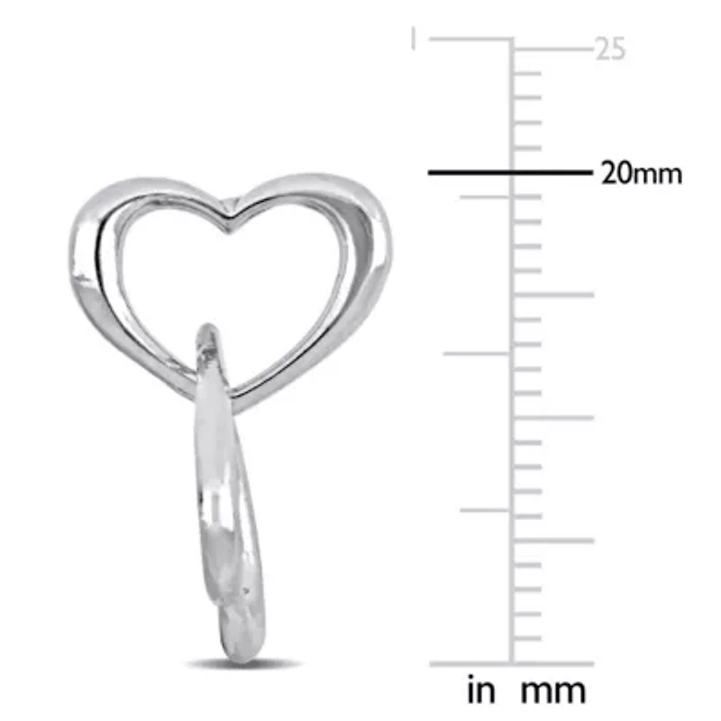 Double Heart Drop Earrings in Sterling Silver