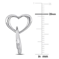 Double Heart Drop Earrings in Sterling Silver