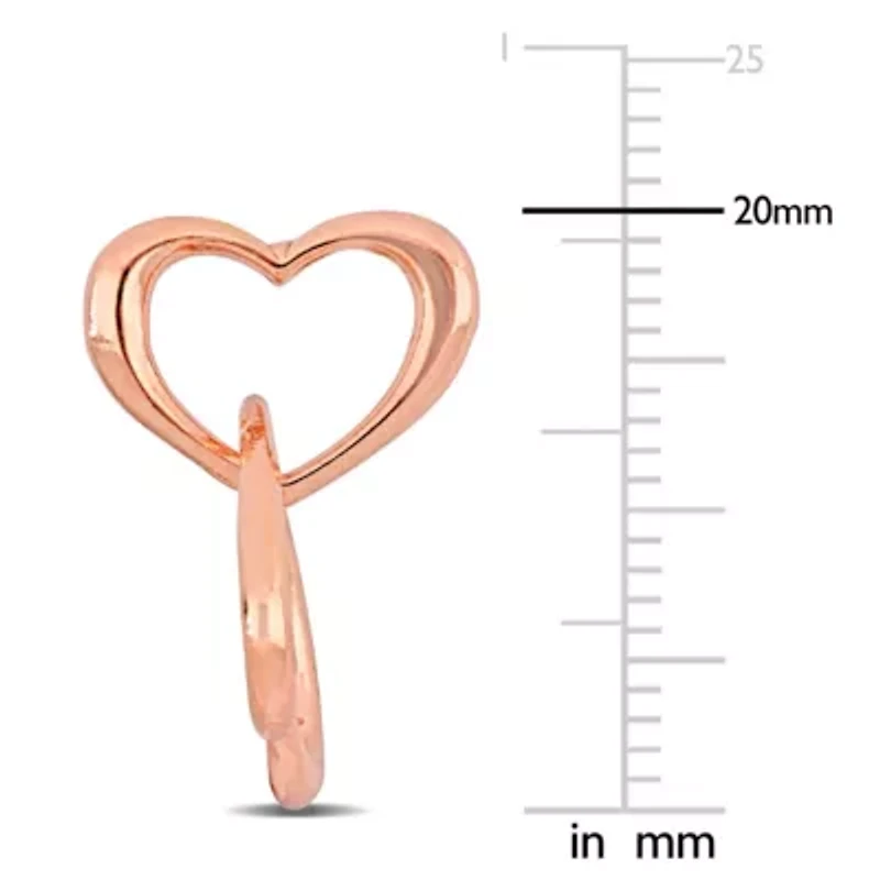 Double Heart Drop Earrings in Rose Plated Sterling Silver