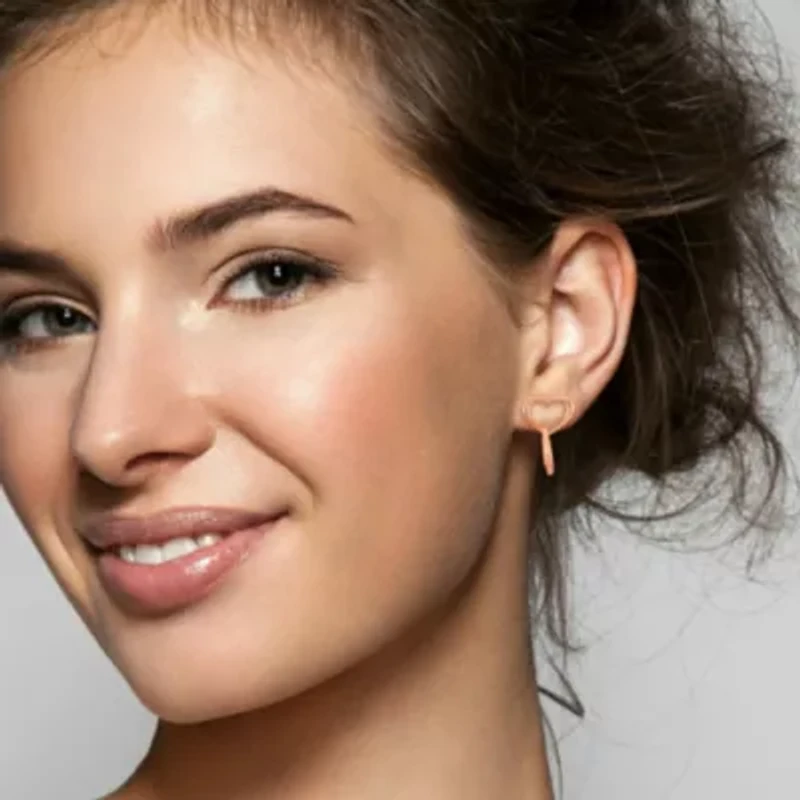 Double Heart Drop Earrings in Rose Plated Sterling Silver