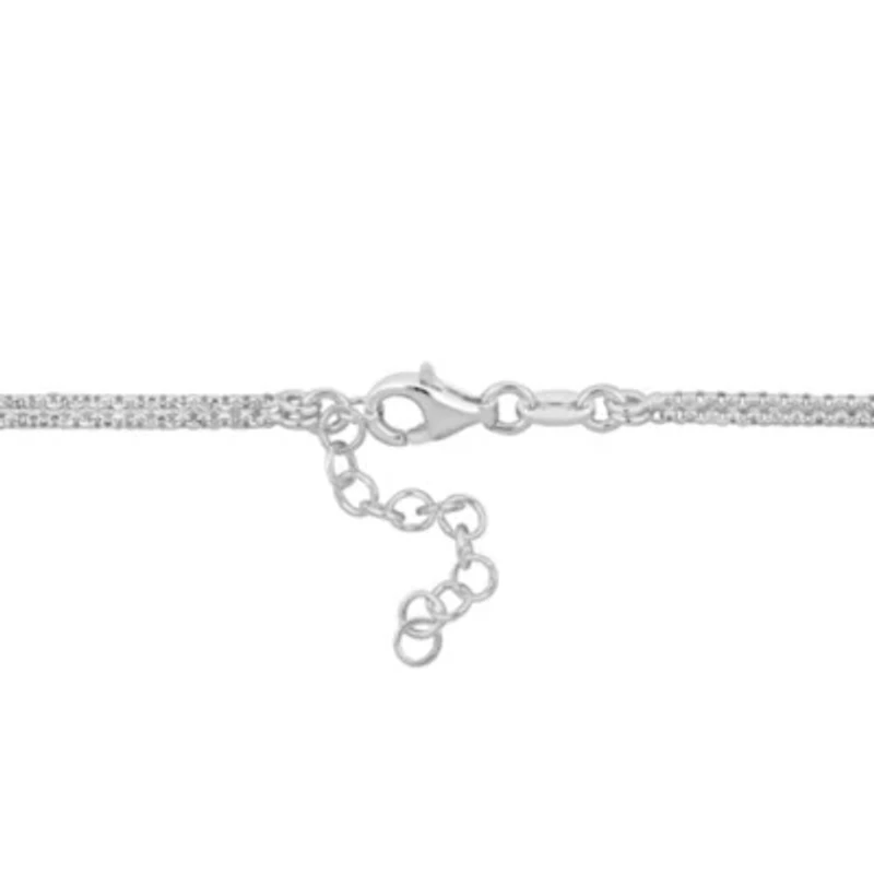 Infinity & Heart Charm Double Strand Necklace in Sterling Silver