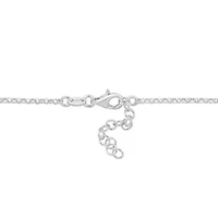 Heart Charm Rolo Chain Necklace in 2-Tone Rose Plated & White Sterling Silver
