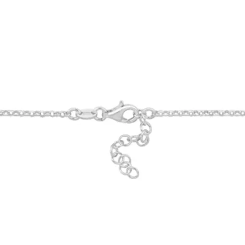 Heart Charm Station Necklace in 2-Tone Yellow Plated & White Sterling Silver