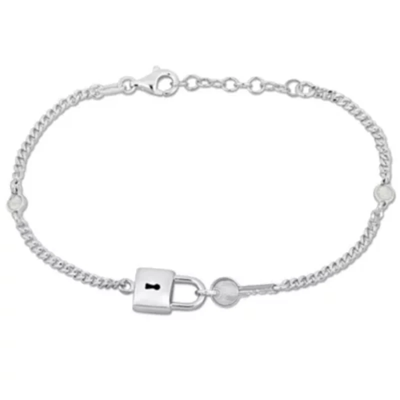 2MM Lock & Key CurbLink Chain Bracelet in Sterling Silver