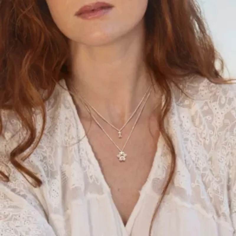 Paw & Bone Charm Double Strand Necklace in Sterling Silver