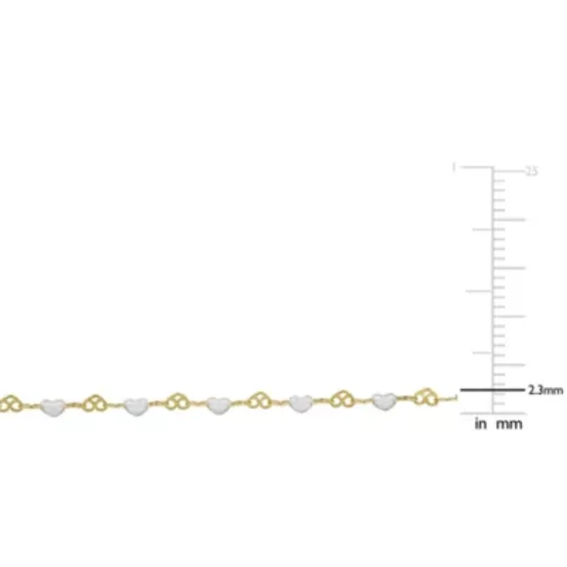 White Enamel Heart Link Necklace in Yellow Plated Sterling Silver