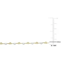 White Enamel Heart Link Necklace in Yellow Plated Sterling Silver