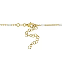 White Enamel Ball Link Necklace in Yellow Plated Sterling Silver
