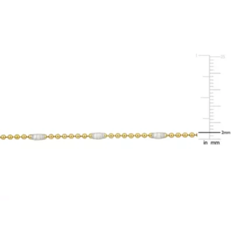 White Enamel Ball Link Necklace in Yellow Plated Sterling Silver