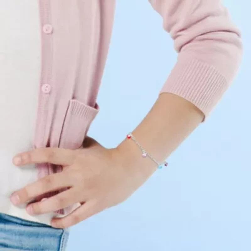 Enamel Hearts Charm Bracelet in Sterling Silver