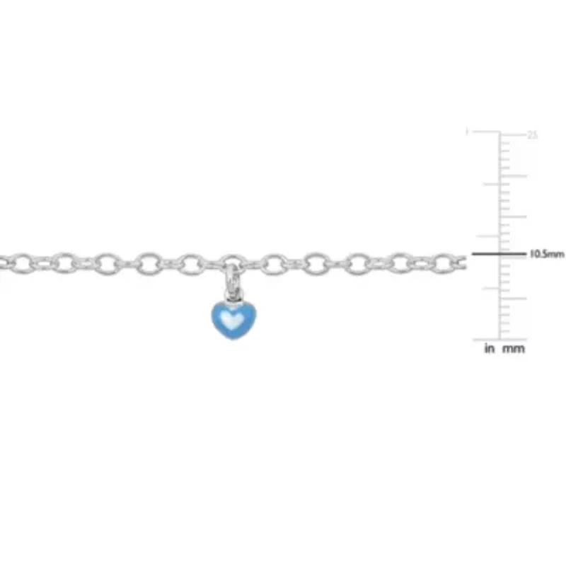 Enamel Hearts Charm Bracelet in Sterling Silver