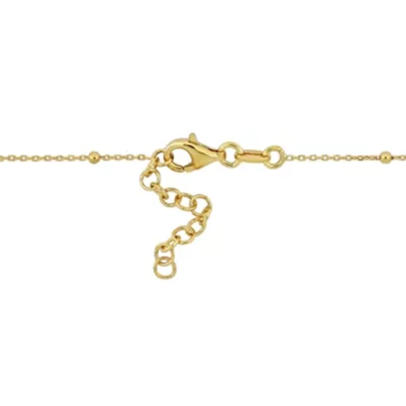Lock & Heart Charm Cable and Bead Chain Bracelet in Yellow Plated Sterling Silver