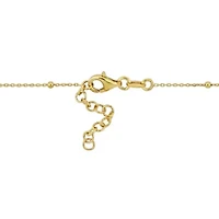 Lock & Heart Charm Cable and Bead Chain Bracelet in Yellow Plated Sterling Silver
