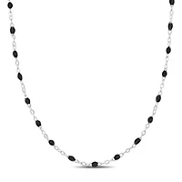 Black Enamel Bead Station Forzatina Brill Necklace in Sterling Silver