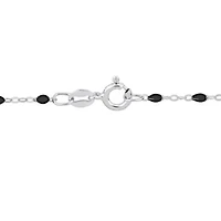 Black Enamel Bead Station Forzatina Brill Necklace in Sterling Silver