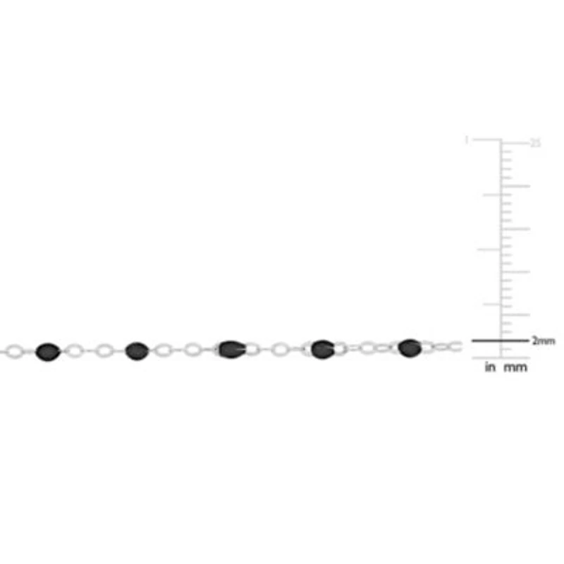 Black Enamel Bead Station Forzatina Brill Necklace in Sterling Silver