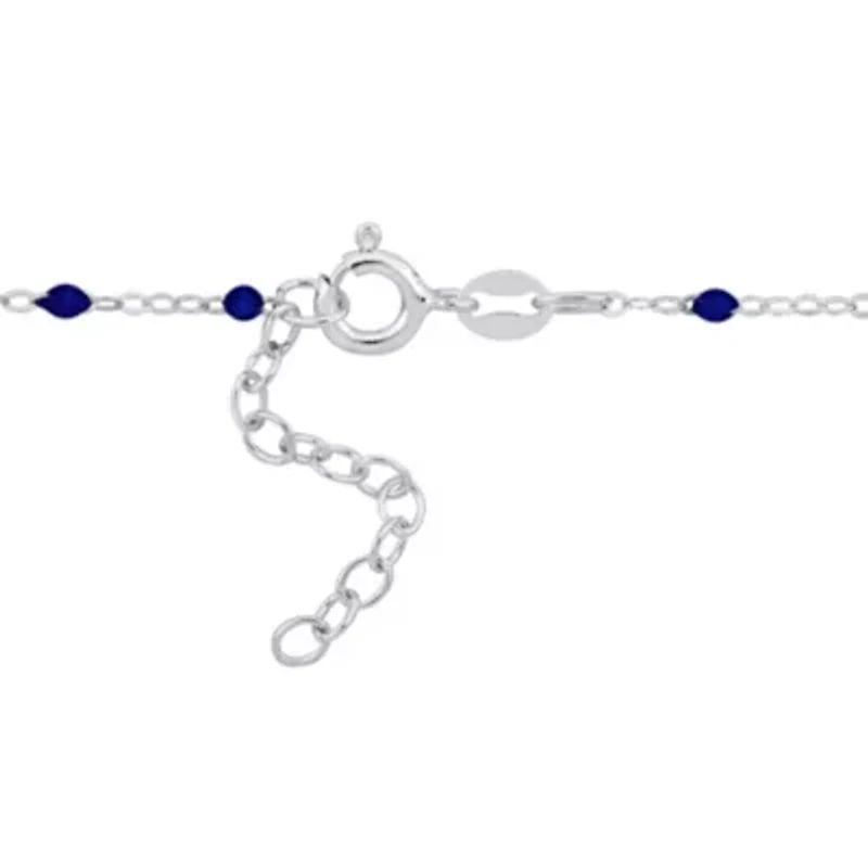 Blue Enamel Bead Station Forzatina Brill Necklace in Sterling Silver