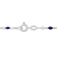 Blue Enamel Bead Station Necklace in Sterling Silver