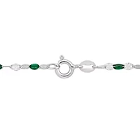 Green Enamel Bead Station Necklace in Sterling Silver