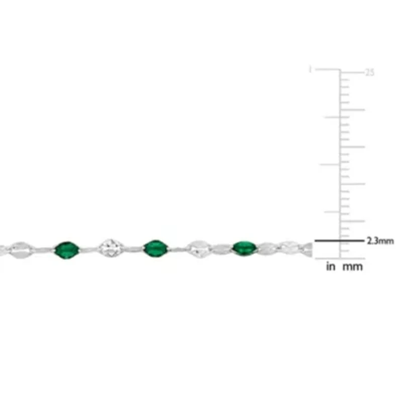 Green Enamel Bead Station Necklace in Sterling Silver