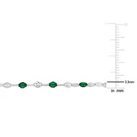 Green Enamel Bead Station Necklace in Sterling Silver